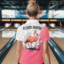 Load image into Gallery viewer, Pink Flamingo Custom Bowling Shirts For Women, Bowling Pattern Bowling Team League Shirt IPHW7733