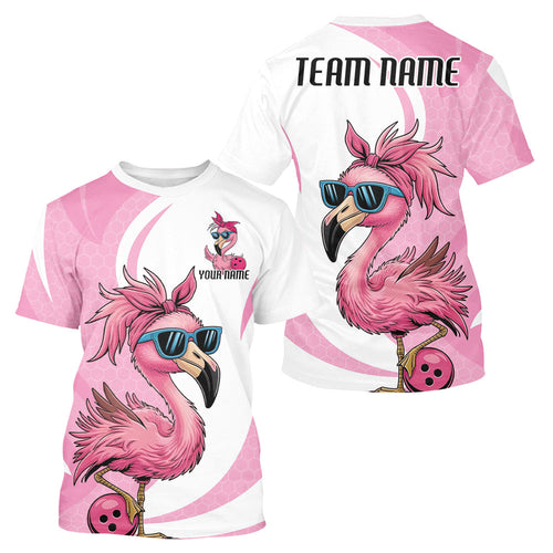 Cute Slay Pink Flamingo Custom Funny Bowling Men T-Shirts Shirt, Flamingo Bowling Team Outfits IPHW7735