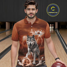 Load image into Gallery viewer, Custom Orange Ligtning Wolf Bowling Team League Shirts For Men, Bowler Outfits IPHW10786
