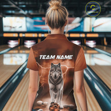 Load image into Gallery viewer, Custom Orange Ligtning Wolf Bowling Team League Shirts For Women, Bowler Outfits IPHW10786