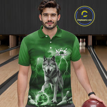 Load image into Gallery viewer, Custom Green Ligtning Wolf Bowling Team League Shirts For Men, Bowler Outfits IPHW10787