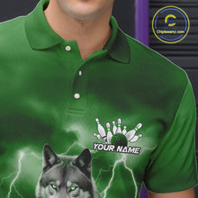 Load image into Gallery viewer, Custom Green Ligtning Wolf Bowling Team League Shirts For Men, Bowler Outfits IPHW10787