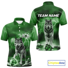 Load image into Gallery viewer, Custom Green Ligtning Wolf Bowling Team League Shirts For Men, Bowler Outfits IPHW10787