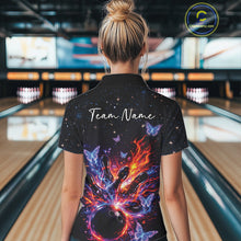 Load image into Gallery viewer, Custom Colorful Galaxy Butterfly Bowling Women Quarter-Zip Shirt, Flame Bowling Jerseys IPHW11007
