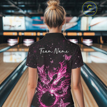 Load image into Gallery viewer, Custom Pink Galaxy Butterfly Bowling Women Quarter-Zip Shirt, Flame Bowling Team Jerseys IPHW11010