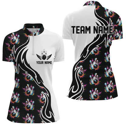 Personalized Colorful Bowling Shirts For Women, Flame Bowling Jerseys Team Bowling Shirts IPHW6946