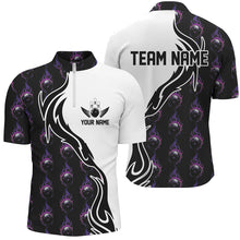 Load image into Gallery viewer, Purple Flame Bowling Ball Men&#39;S Bowling Polo Shirt, Custom Bowling Jerseys With Team Name IPHW6947