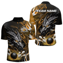 Load image into Gallery viewer, Custom Black And Yellow Flame Dragon Bowling Jerseys, Dragon Bowling Team Men Quarter-Zip Shirts IPHW8921