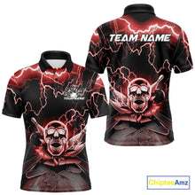 Load image into Gallery viewer, Custom Red Thunder Lightning Skull Bowling Polo Team Shirts For Men, Halloween Outfit IPHW9498