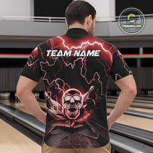 Load image into Gallery viewer, Custom Red Thunder Lightning Skull Bowling Quarter-Zip Team Shirts For Men, Halloween Outfit IPHW9498