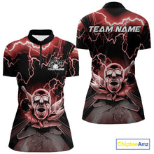 Load image into Gallery viewer, Custom Red Thunder Lightning Skull Bowling Quarter-Zip Shirt For Women, Halloween Outfit IPHW9498