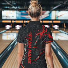 Load image into Gallery viewer, Custom Black And Red Flame Strike Bowling Team Womens Quarter-Zip Shirt, Bowling Jerseys IPHW8610