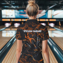 Load image into Gallery viewer, Custom Black And Orange Camo Flame Bowling Womens Quarter-Zip Shirt, Bowling Tournament IPHW8624