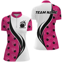 Load image into Gallery viewer, Custom Flame Bowling Polo Shirts For Women, Bowling Team Uniforms With Name | Pink IPHW6975