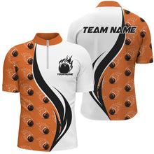 Load image into Gallery viewer, Custom Flame Bowling Polo Shirts For Men, Bowling Team Uniforms With Name | Orange IPHW6976