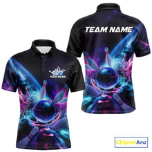 Load image into Gallery viewer, Custom Galaxy Bowling Men Polo Shirts, Holographic Bowling Jersey Bowling League Shirt IPHW9501