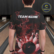 Load image into Gallery viewer, Custom Red Thunder Lightning Men Bowling Polo Team Shirts, Bowling Jerseys IPHW9505