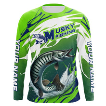 Load image into Gallery viewer, Musky Fishing Custom Long Sleeve Fishing Shirts, Muskie Fishing Tournament Shirts Fishing Jerseys IPHW7181