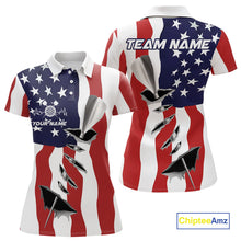 Load image into Gallery viewer, Custom Patriotic US Flag Silver Dart Steel Tip Dart Women Polo Shirt, Dart Team Jerseys IPHW9875
