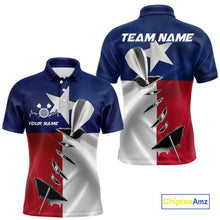 Load image into Gallery viewer, Custom Texas Flag Silver Dart Steel Tip Dart Men Polo Shirt, Texas Dart Team Jerseys IPHW9876