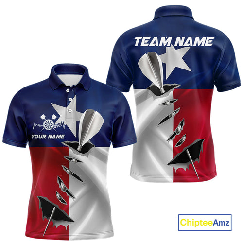 Custom Texas Flag Silver Dart Steel Tip Dart Men Polo Shirt, Texas Dart Team Jerseys IPHW9876