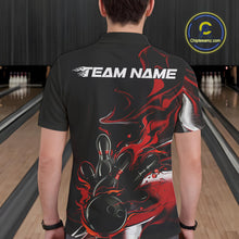 Load image into Gallery viewer, Custom Black And Red Camo Flame Bowling Team Polo Shirts For Men, Bowling Jerseys IPHW9877