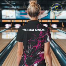 Load image into Gallery viewer, Custom Black And Pink Camo Flame Bowling Team Women Quarter-Zip Shirts, Bowling Jerseys IPHW9880