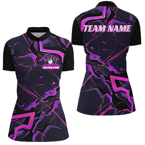 Pink And Purple Custom Bowling Team Shirts For Women, Bowling Tournament Outfits IPHW6470