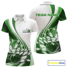 Load image into Gallery viewer, Custom White And Green Classic Retro Style Women Polo Bowling Tournament Shirt IPHW11326