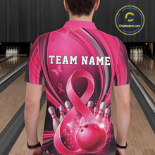 Load image into Gallery viewer, Custom Hope Pink Ribbon Breast Cancer Awareness Bowling Team Polo Shirt For Men IPHW11332