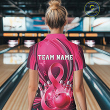 Load image into Gallery viewer, Custom Hope Pink Ribbon Breast Cancer Awareness Bowling Team Polo Shirt For Women IPHW11332