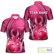 Load image into Gallery viewer, Custom Hope Pink Ribbon Breast Cancer Awareness Bowling Team Polo Shirt For Men IPHW11332