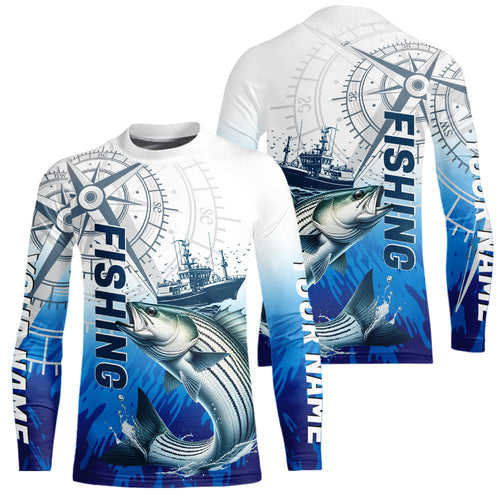 Custom Striped Bass Fishing Saltwater Kid Long Sleeve Performance Shirts IPHW9156