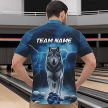 Load image into Gallery viewer, Blue Thunder Lightning Custom Wolf Bowling Quarter-Zip Shirts For Men, Wolf Bowling Team Shirt IPHW8424