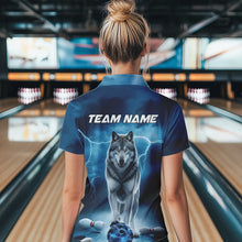Load image into Gallery viewer, Blue Thunder Lightning Custom Wolf Bowling Womens Quarter-Zip Shirts, Bowling Team Shirt IPHW8424