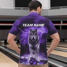 Load image into Gallery viewer, Purple Thunder Lightning Custom Wolf Bowling Quarter-Zip Shirts For Men, Wolf Bowling Team Shirt IPHW8426