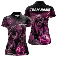 Load image into Gallery viewer, Black And Pink Thunder Lightning Custom Dragon Womens Bowling Team Shirts, Bowling Uniform IPHW8633