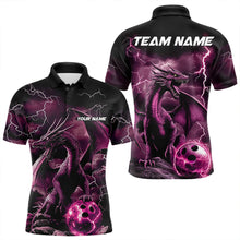 Load image into Gallery viewer, Black And Pink Thunder Lightning Custom Dragon Bowling Team Shirts For Men, Bowling Uniform IPHW8633