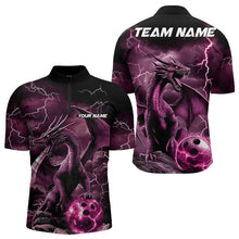 Load image into Gallery viewer, Black And Pink Thunder Lightning Custom Dragon Bowling Team Shirts For Men, Bowling Uniform IPHW8633