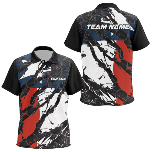Texas Flag Custom Bowling Team Polo Shirts For Kid, Patriotic Bowling Team Jerseys IPHW6486