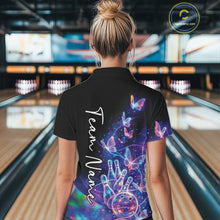 Load image into Gallery viewer, Custom Hologram Butterfly Bowling Women Polo Shirts, Galaxy Ladies Bowling Team Jerseys IPHW11335