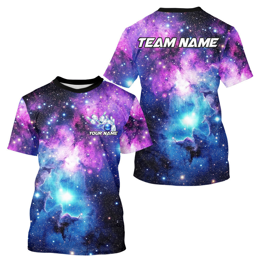 Custom Galaxy Sky Bowling Men T-Shirts, Bowling Team Bowlers Outfits IPHW7545
