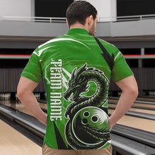 Load image into Gallery viewer, Custom Black And Green Thunder Lightning Dragon Bowling Jerseys Bowling Quarter-Zip Shirts For Men IPHW8660