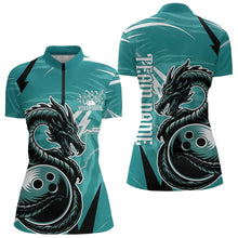 Load image into Gallery viewer, Custom Black And Blue Thunder Lightning Dragon Bowling Jerseys Womens Quarter-Zip Shirts IPHW8661