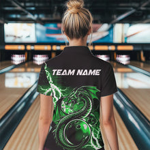Load image into Gallery viewer, Custom Black And Green Thunder Lightning Dragon Bowling  Womens Polo Shirt, Bowlers Outfits IPHW8665
