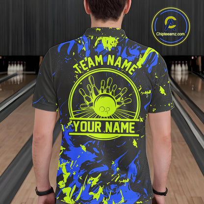 Personalized Bowling Shirts For Men, Bowling Balls And Pins Bowling Team Shirts IPHW4316
