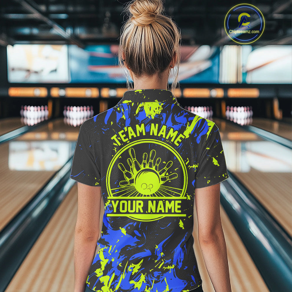 Personalized Bowling Shirts For Women, Bowling Balls And Pins Bowling Team Shirts IPHW4316