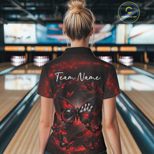 Load image into Gallery viewer, Custom Black And Red Galaxy Butterfly Bowling Women Quarter-Zip Shirt, Bowlers Outfits IPHW11051