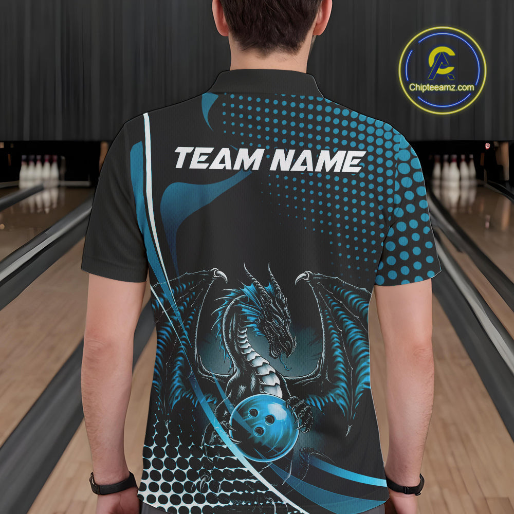 Custom Red Dragon Bowling Jerseys, Mystical Bowling Team Uniform Polo Shirts For Men IPHW9536