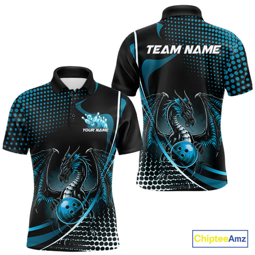 Custom Red Dragon Bowling Jerseys, Mystical Bowling Team Uniform Polo Shirts For Men IPHW9536